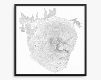 Mount Etna Poster, Mount Etna Italy, Mount Etna Map Art, Mount Etna Contour Map, Sicily, Mount Etna, Italy, Home Decor, Office Decor