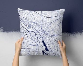 Hanover Germany Street Map Throw Pillow