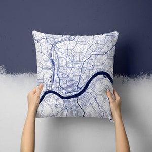 Cincinnati Ohio City Street Map Throw Pillow