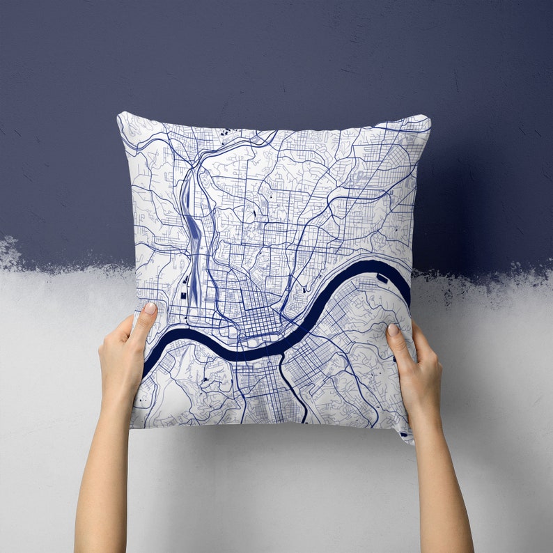 Cincinnati Ohio City Street Map Throw Pillow image 1