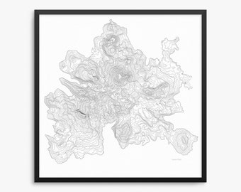 Lassen Peak Poster, Lassen Peak California, Lassen Peak Map Art, Lassen Peak Contour Map, Home Decor, Office Decor, Lassen Peak Topo Map