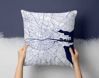 Dublin Ireland City Street Map Throw Pillow