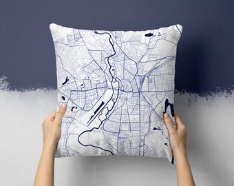 Halle Germany City Street Map Throw Pillow