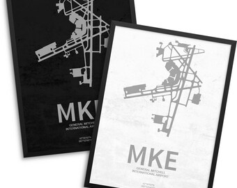 MKE Airport, General Mitchell International Airport, Milwaukee Wisconsin, MKE Airport Poster, Milwaukee Airport, Milwaukee WI, Milwaukee