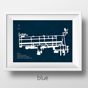 PTK Oakland County International Airport in Waterford Township Michigan USA Runway Silhouette Modern Wall Art