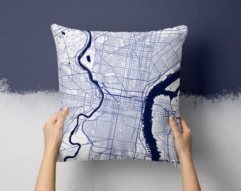 Philadelphia Pennsylvania City Street Map Throw Pillow