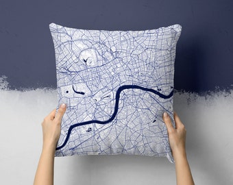 London England Street Map Throw Pillow