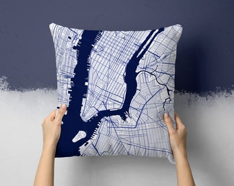 New York City New York Street Map Throw Pillow