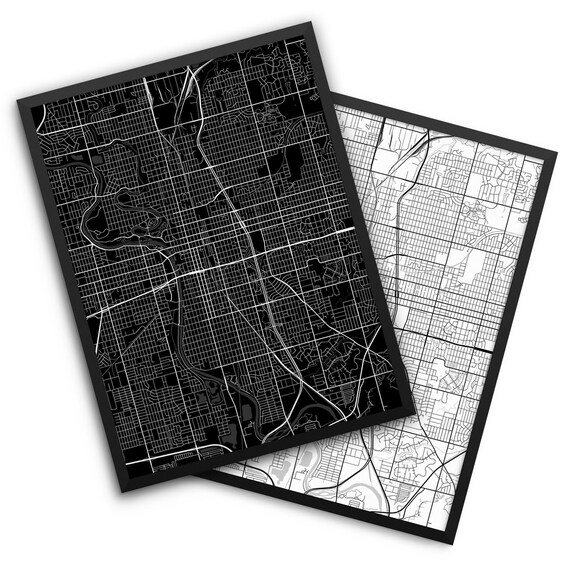 Wichita City Street Map Wichita Kansas Usa Modern Art Print Etsy