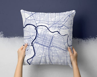 Sacramento California City Street Map Throw Pillow