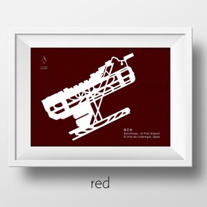 BCN Barcelona - El Prat Airport in El Prat de Llobregat Spain Runway Silhouette Modern Wall Art
