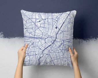 Munich Germany City Street Map Throw Pillow
