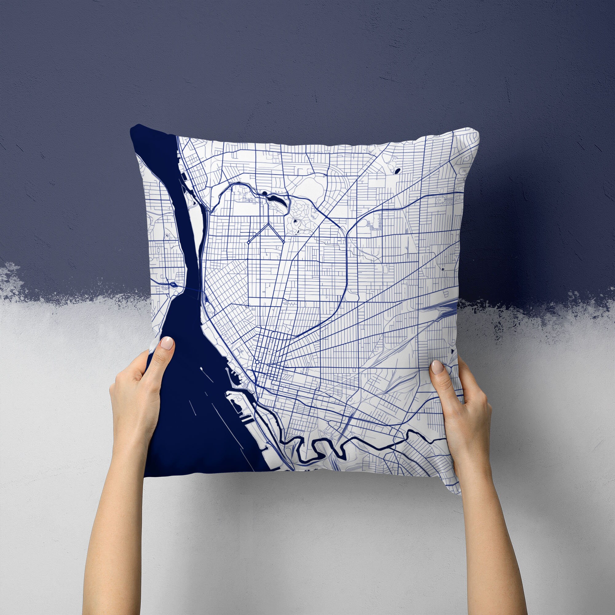 Buffalo New York City Street Map Throw Pillow