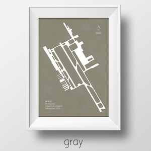 MNZ Manassas Regional Airport in Manassas Virginia USA Runway Silhouette Modern Wall Art, MNZ Airport, Manassas Regional, Manassas Airport