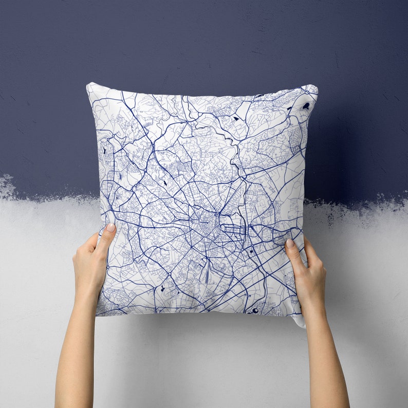 Montpellier France City Street Map Throw Pillow image 1