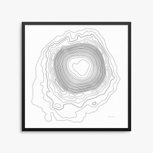 Poster Meteor Crater, Meteor Crater Arizona, Art de carte Meteor Crater, Carte des contours du Meteor Crater, décoration d'intérieur, décoration de bureau