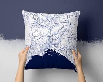 Naples Italy City Street Map Throw Pillow