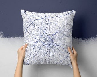 Charlotte North Carolina Street Map Throw Pillow