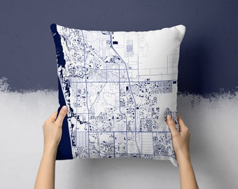 Bonita Springs Florida City Street Map Throw Pillow