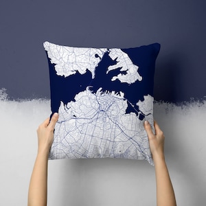 Auckland New Zealand City Street Map Throw Pillow