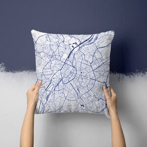 Brussels Belgium Street Map Throw Pillow
