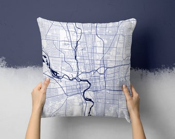 Columbus Ohio City Street Map Throw Pillow