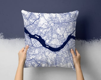 Seoul South Korea City Street Map Throw Pillow