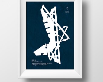 DCA Ronald Reagan Washington National Airport in Arlington County Virginia USA Runway Silhouette Modern Wall Art