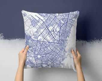 Bogota Colombia Street Map Throw Pillow