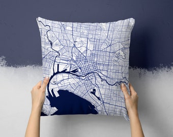 Melbourne Australia City Street Map Throw Pillow