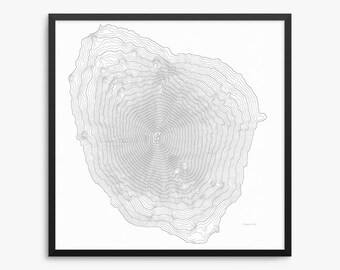 Poster del Monte Fuji, Monte Fuji, Mappa del Monte Fuji, Mappa del contorno del Monte Fuji, Arredamento per la casa, Arredamento per l'ufficio, Monte Fuji Giappone, Fuji-San, Fujiyama