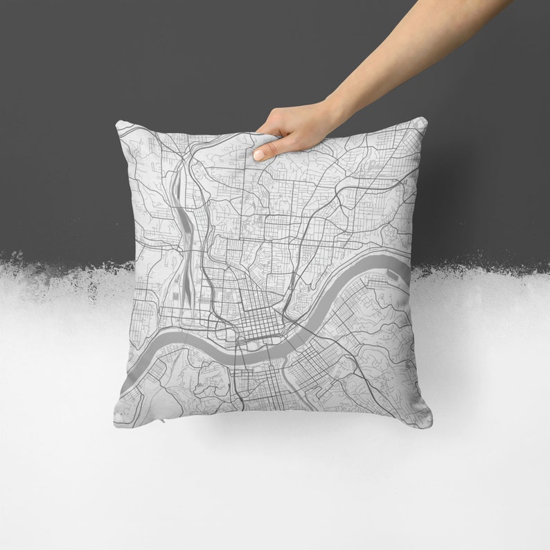 Cincinnati Ohio City Street Map Throw Pillow image 2