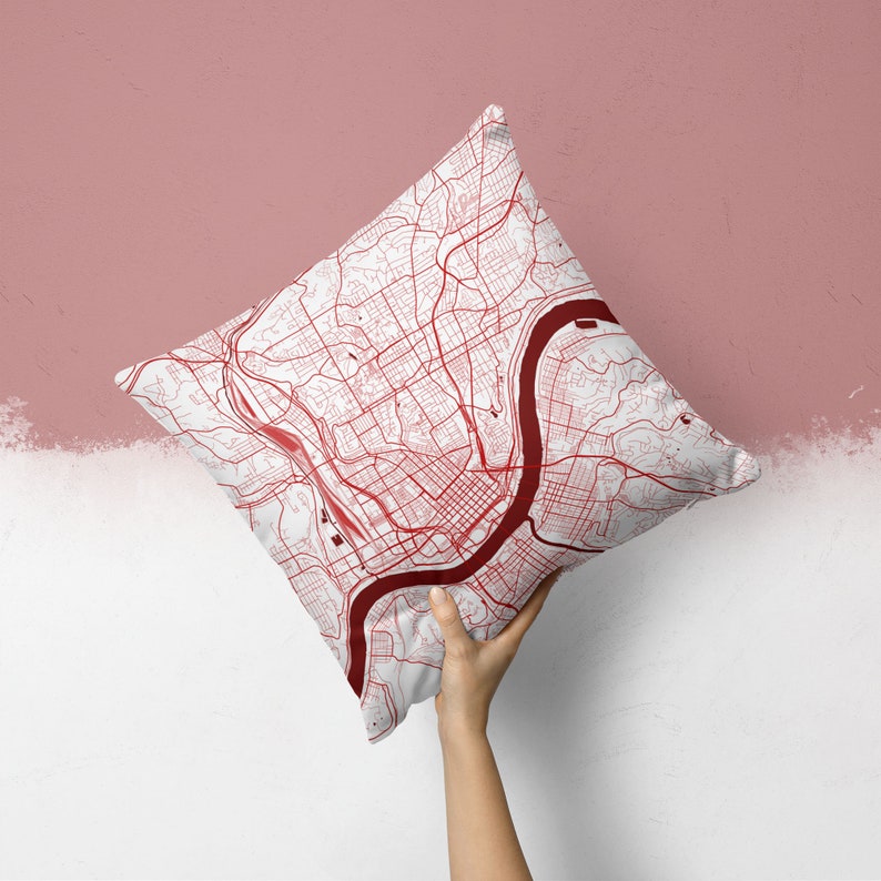 Cincinnati Ohio City Street Map Throw Pillow image 3