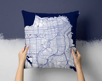 San Francisco California Street Map Throw Pillow