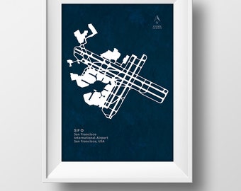 SFO San Francisco International Airport in San Francisco USA Runway Silhouette Modern Wall Art