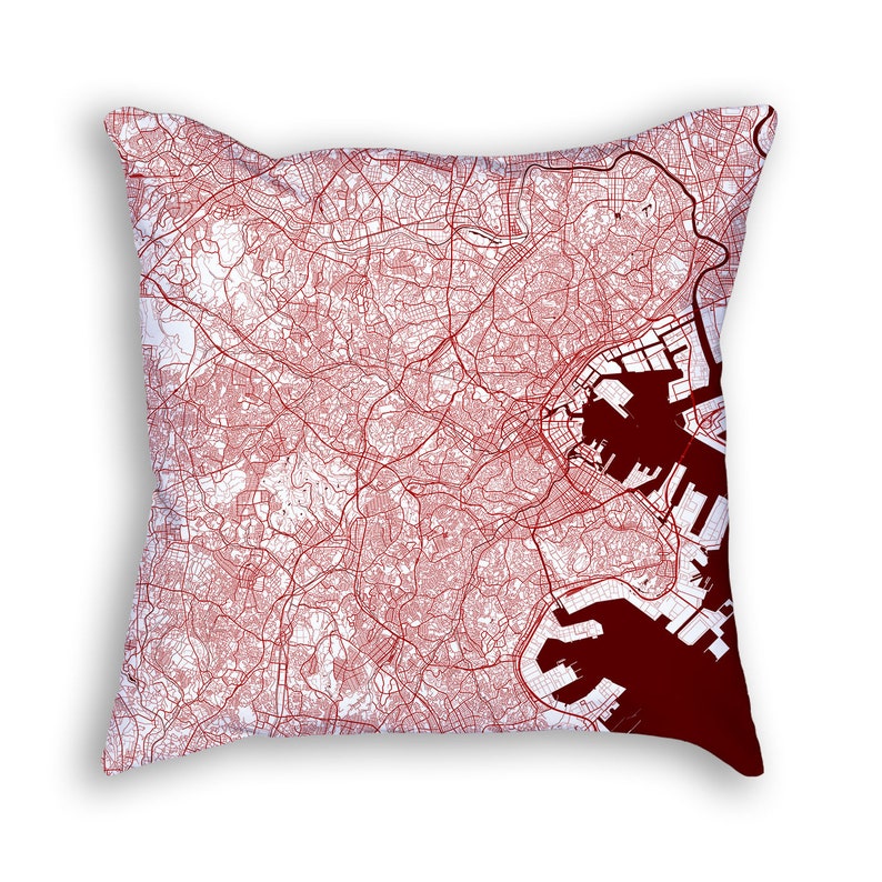 Yokohama Japan City Street Map Throw Pillow