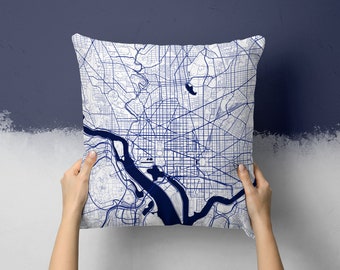 Washington DC Street Map Throw Pillow