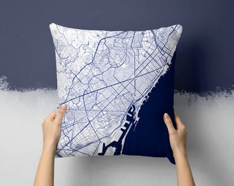 Barcelona Spain Street Map Throw Pillow