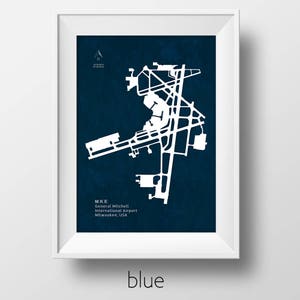 MKE General Mitchell International Airport in Milwaukee USA Runway Silhouette Modern Wall Art, MKE Airport, Milwaukee Airport