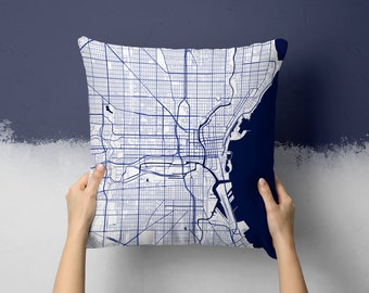 Milwaukee Wisconsin City Street Map Throw Pillow