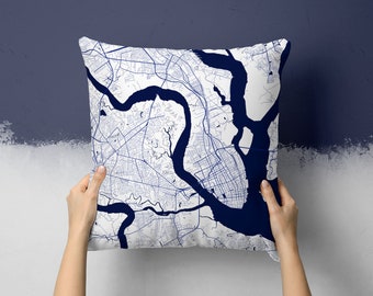 Charleston South Carolina City Street Map Throw Pillow