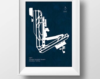 IST Istanbul Ataturk Airport in Istanbul Turkey Runway Silhouette Modern Wall Art, IST Airport, Istanbul, Istanbul Turkey, IST Poster