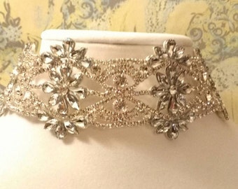 Rhinestone Crystal Silver Alloy Collar Choker Necklace Bridal Bride Jewelry