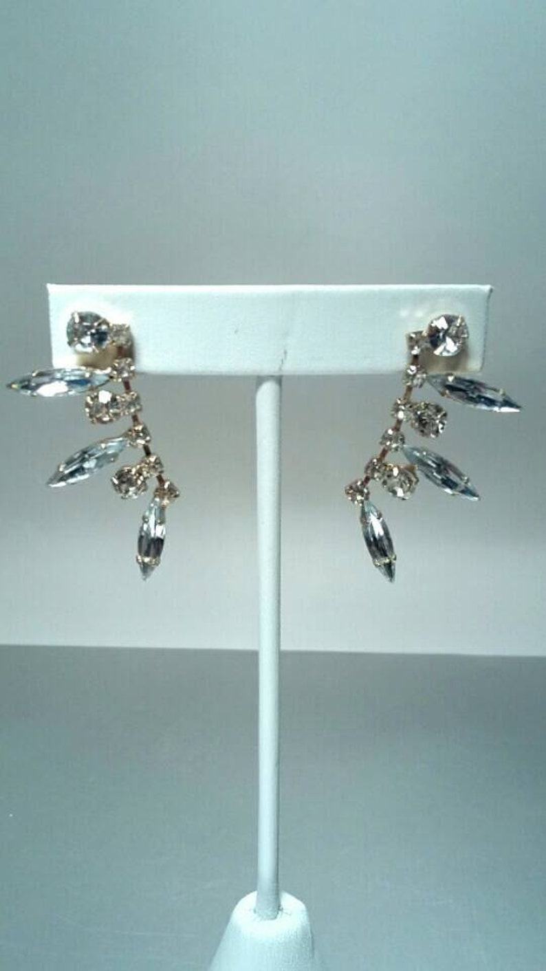 Vintage Rhinestone Dangling Pierced Earrings