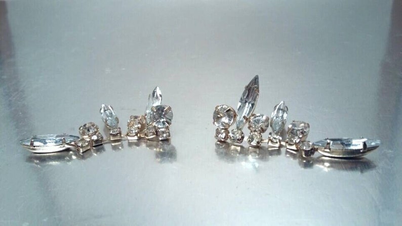Vintage Rhinestone Dangling Pierced Earrings