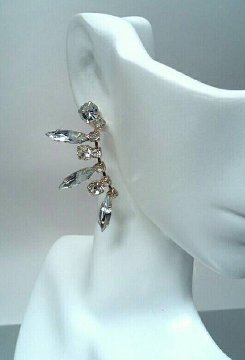 Vintage Rhinestone Dangling Pierced Earrings