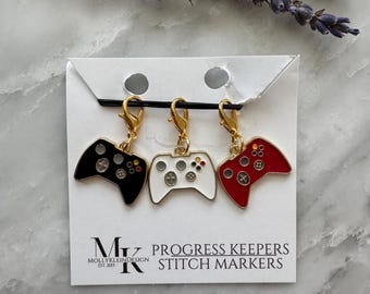 GAME CONTROLLER Enamel and Gold Knitting Progress Keepers Set of 3