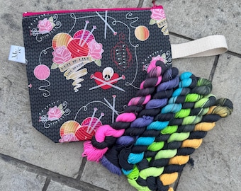 Knit To Live Zippered Project Bag and Mini Skein Set!