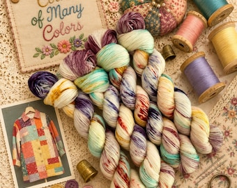 COAT of MANY COLORS Dolly Parton Inspired Speckled Hand Dyed Fingering Sock and Dk Yarn!