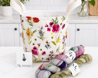 Wildflower Garden Hand Dyed Yarn 120g Sock Set, Project Pail, and Watering Can Progress Keeper Kit!